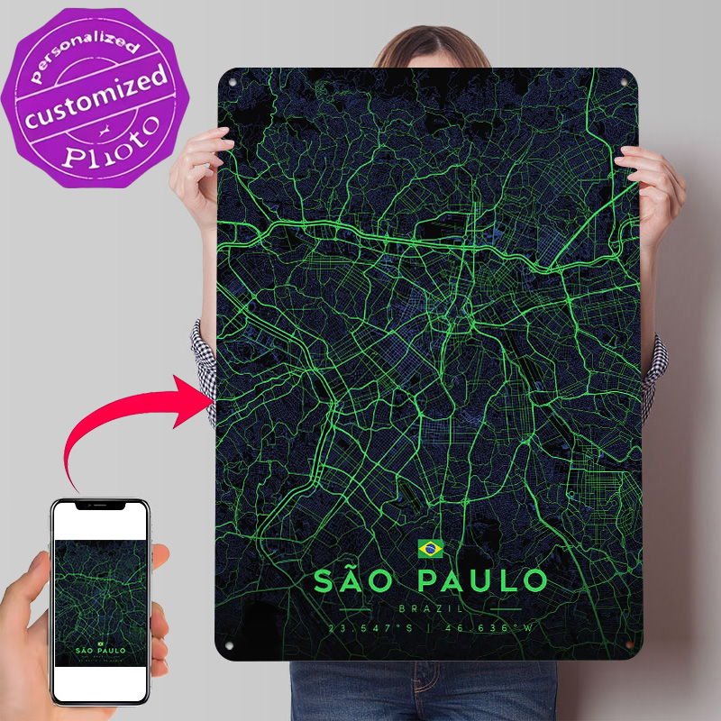 Custom Map Poster - Sao Paulo City Map Art Tin