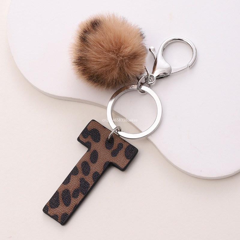 Fashion Leopard English Alphab - Monogram Keychain Leather ulasan dan harga