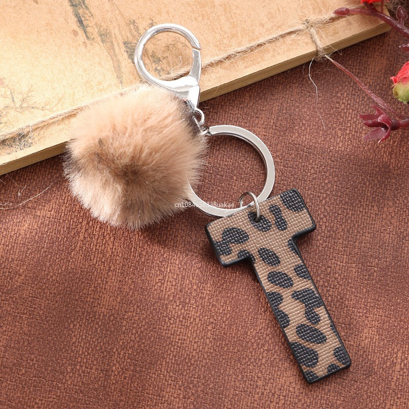 Fashion Leopard English Alphab - Monogram Keychain Leather ulasan dan harga