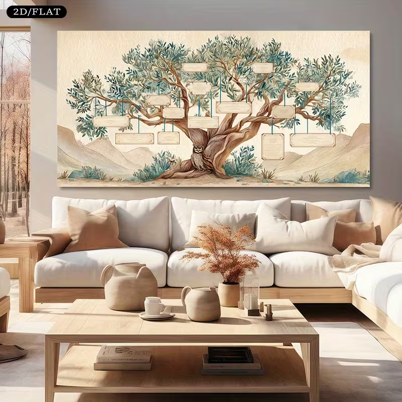 2D Flat, 2D Flat, Large Canvas - Family Tree Print ulasan dan harga