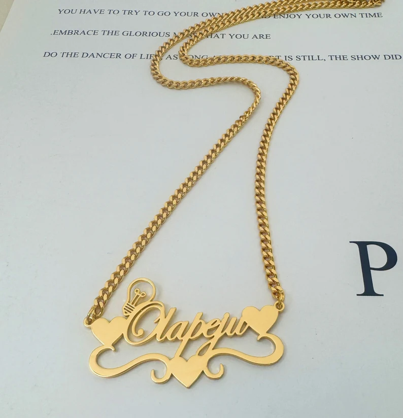 Handcrafted Gold Color Name Ne - Name Necklace Custom ulasan dan harga