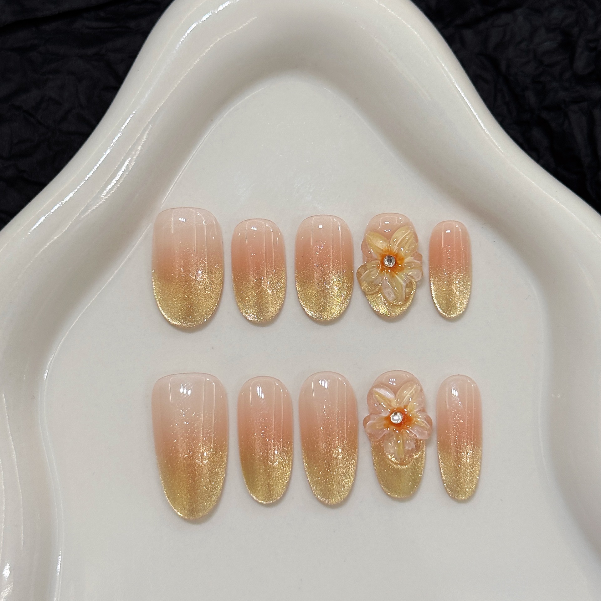 10pcs Handmade Press on Nails  - Pressed Flower Art ulasan dan harga