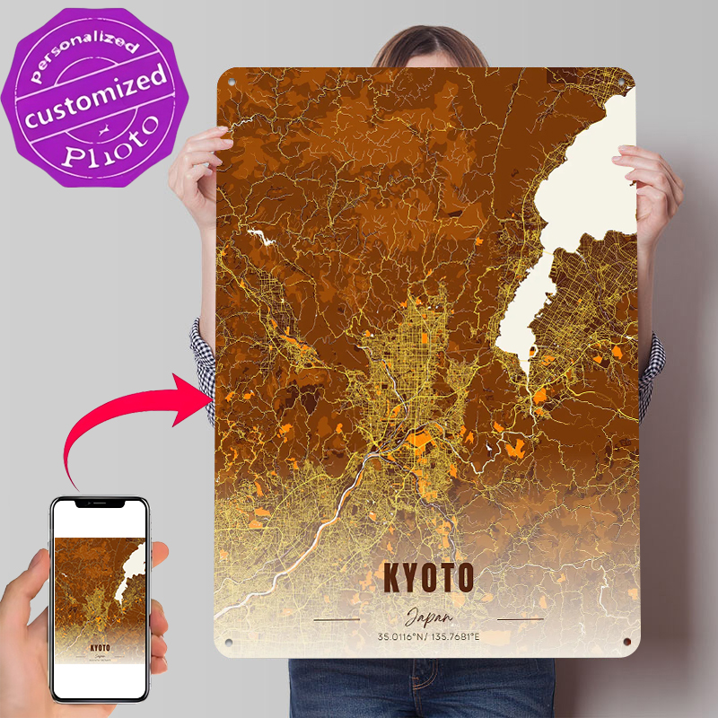 Kyoto Japan Map Art Metal Post - Custom Map Poster ulasan dan harga