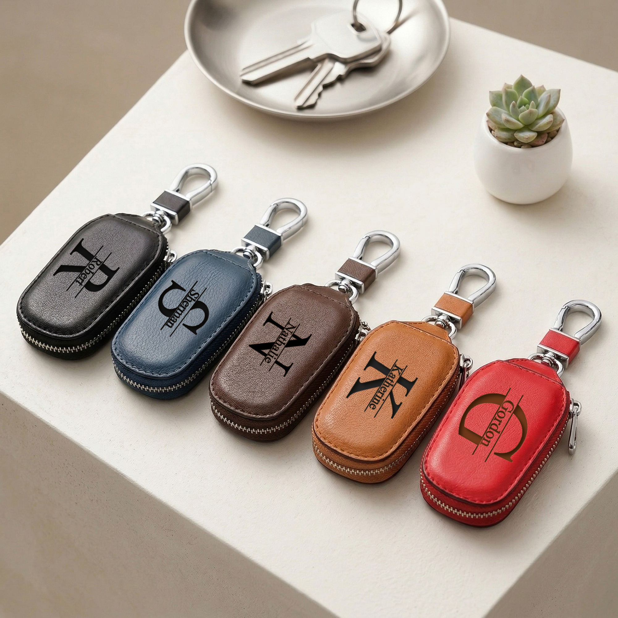 Personalized Custom Zipper Key - Monogram Keychain Leather ulasan dan harga
