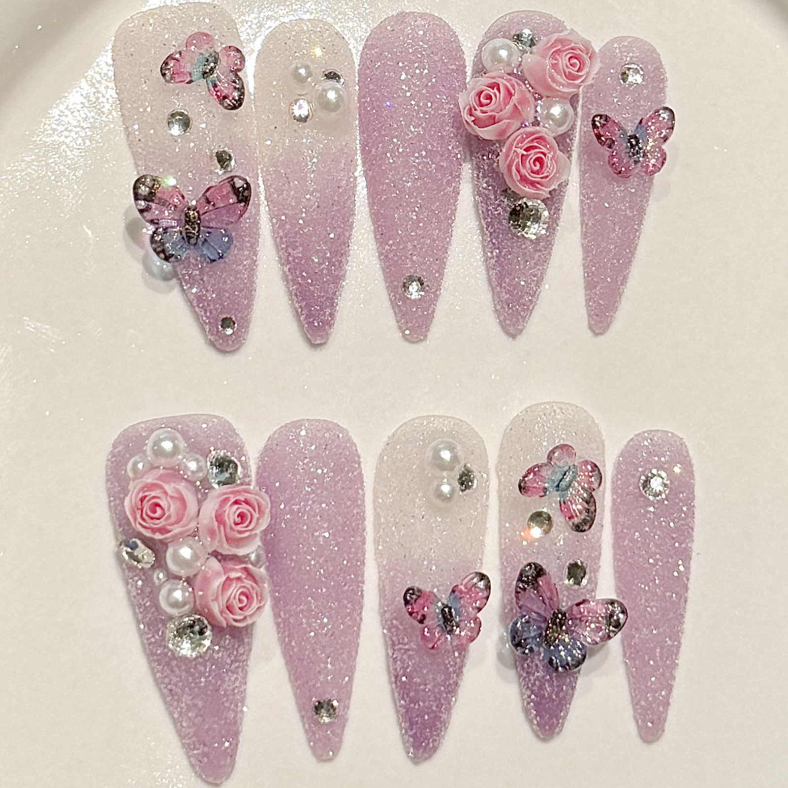 10pcs Long Stiletto Handmade F - Pressed Flower Art ulasan dan harga