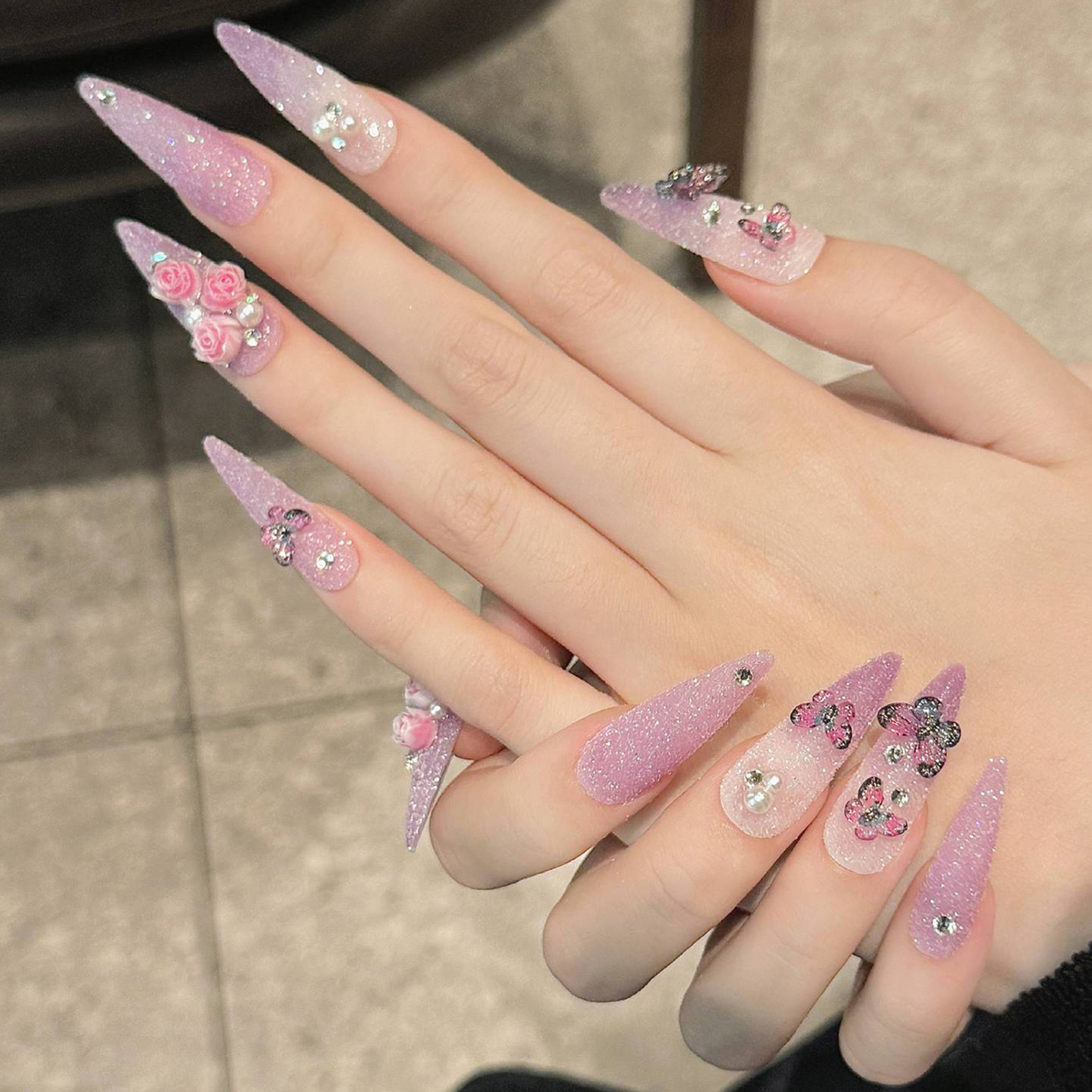 10pcs Long Stiletto Handmade F - Pressed Flower Art ulasan dan harga
