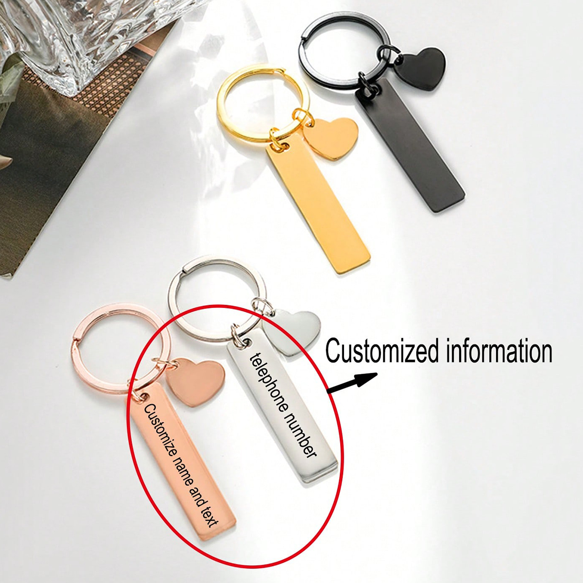 Custom Text Keychain Personali - Initial Ring Custom ulasan dan harga