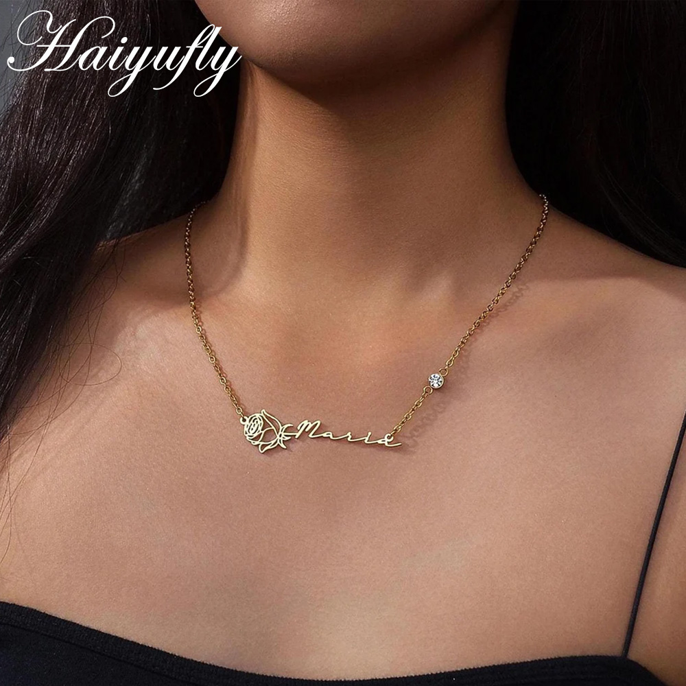 Haiyufly Personalized Custom N - Birth Flower Necklace ulasan dan harga