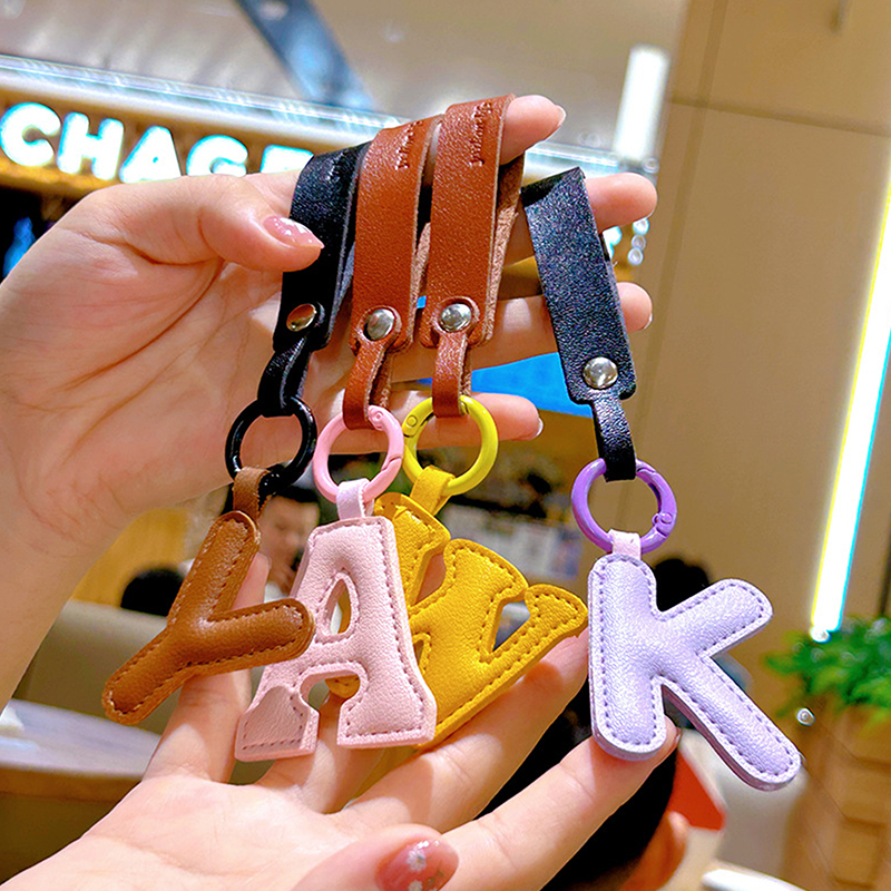 A To Z PU Leather Initial Lett - Monogram Keychain Leather ulasan dan harga