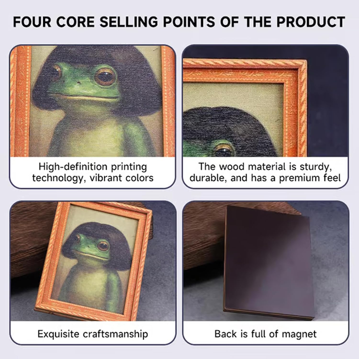 Whimsical Frog Wood Photo Fram - Engraved Wood Frame ulasan dan harga