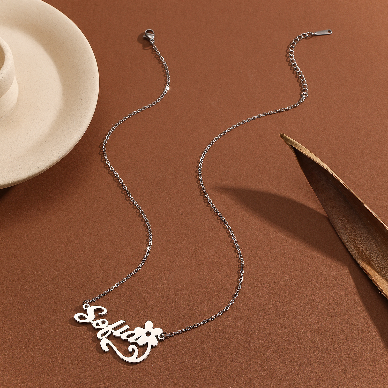 Stainless Steel Flower Letter  - Name Necklace Custom ulasan dan harga