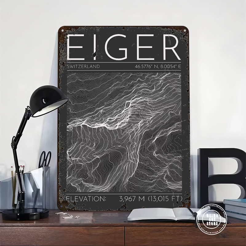 Eiger Mountain Topographic Con - Custom Map Poster ulasan dan harga