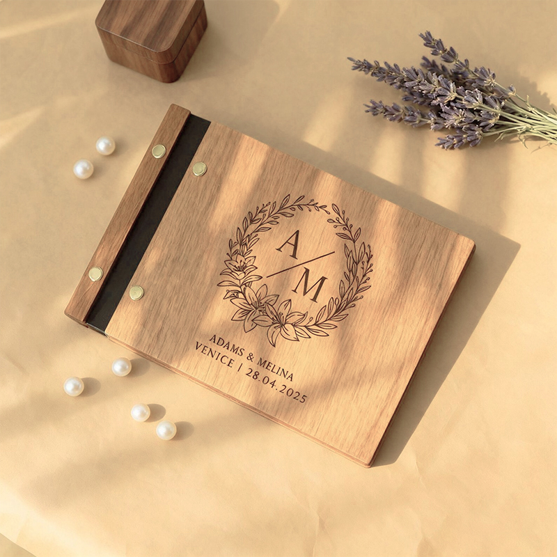 Personalized Wooden Wedding Gu - Custom Photo Book ulasan dan harga