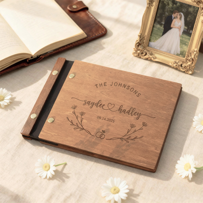 Personalized Wooden Wedding Gu - Custom Photo Book ulasan dan harga