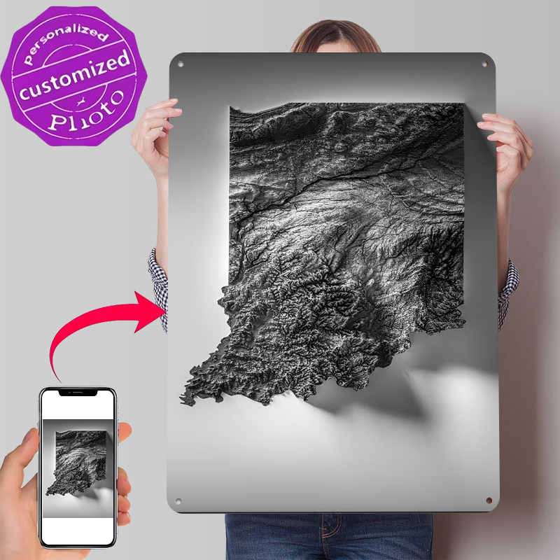 Indiana Topographic Map Printe - Custom Map Poster ulasan dan harga