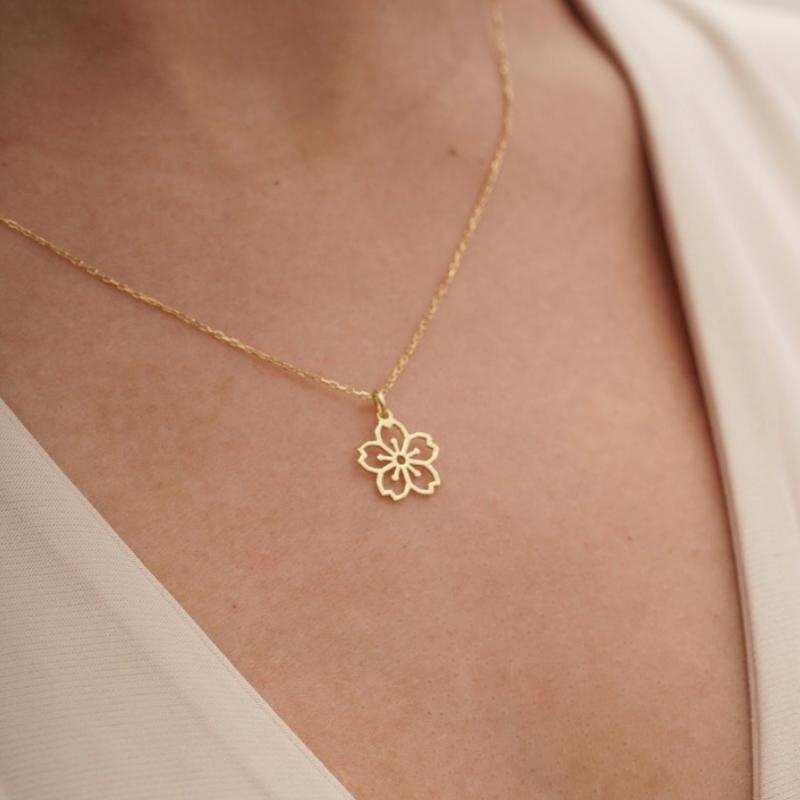 Dainty Sakura Flower Charm Nec - Birth Flower Necklace ulasan dan harga