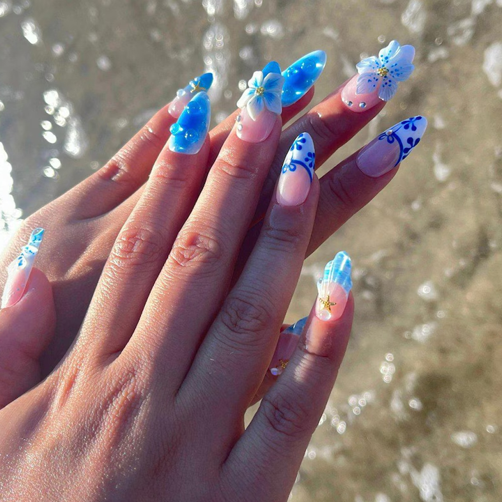 10pcs French Gradient Blue Wit - Pressed Flower Art ulasan dan harga