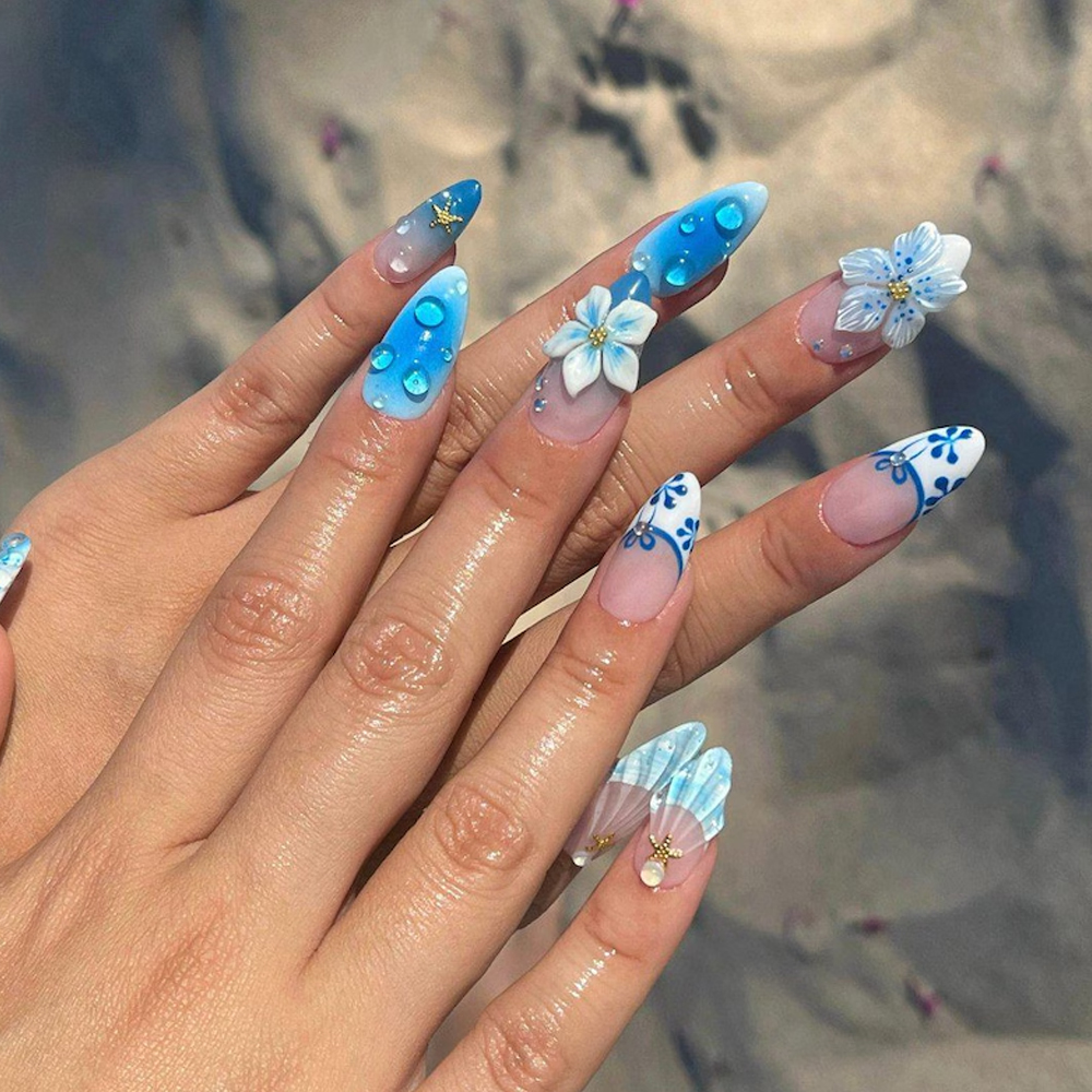 10pcs French Gradient Blue Wit - Pressed Flower Art ulasan dan harga