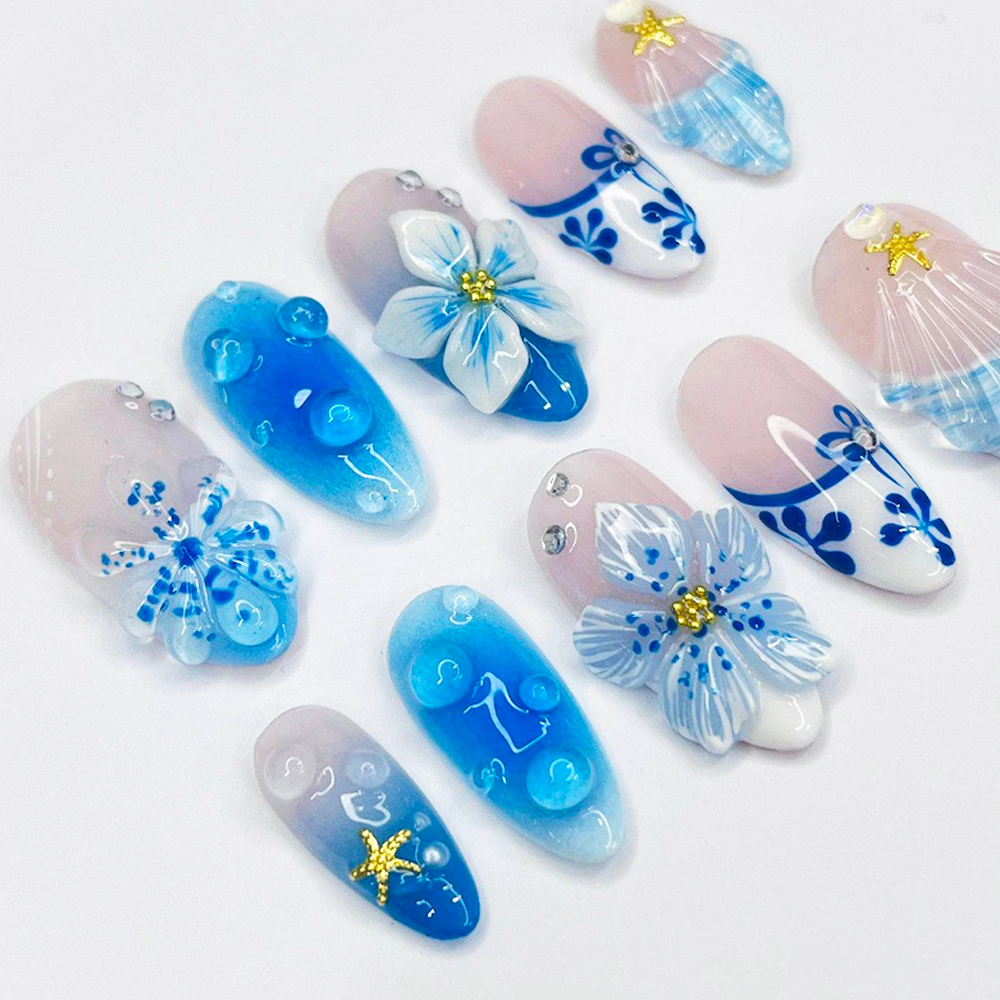 10pcs French Gradient Blue Wit - Pressed Flower Art ulasan dan harga