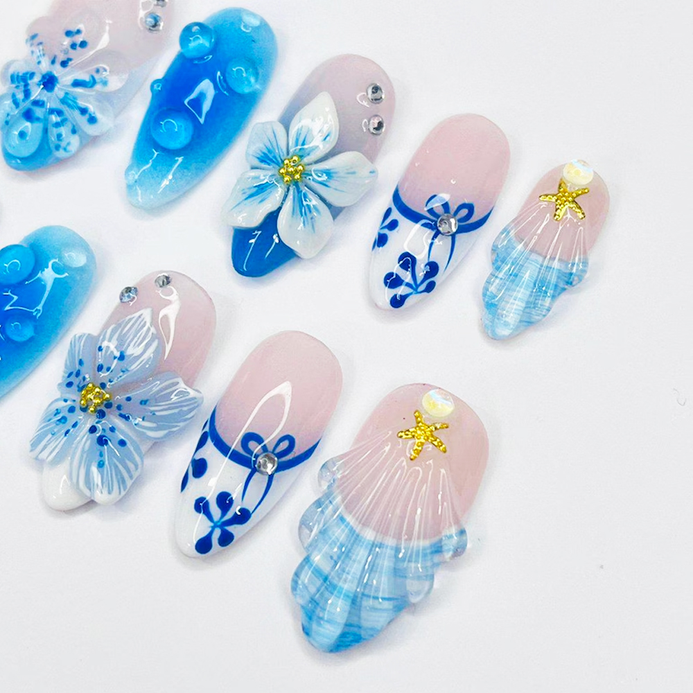 10pcs French Gradient Blue Wit - Pressed Flower Art ulasan dan harga