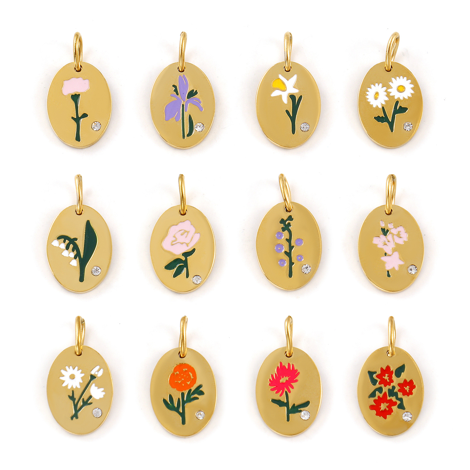 1 Piece 304 Stainless Steel Bi - Birth Flower Necklace ulasan dan harga